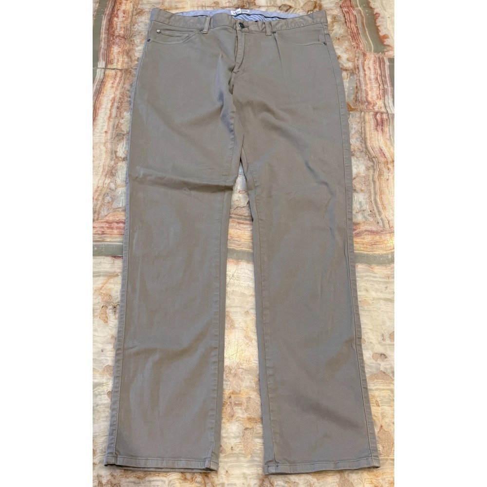 Peter Millar Chino Pants Mens Beige Flat Front Straight Leg Five-Pockets Size 36